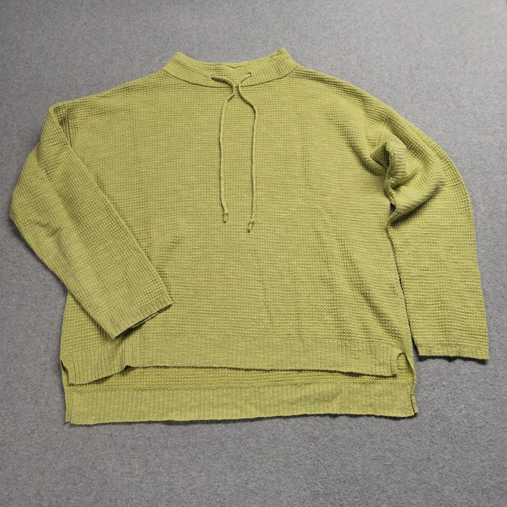 Eileen Fisher Slub Funnel Neck Knit Pullover Sweater XS‎ Organic Cotton Linen